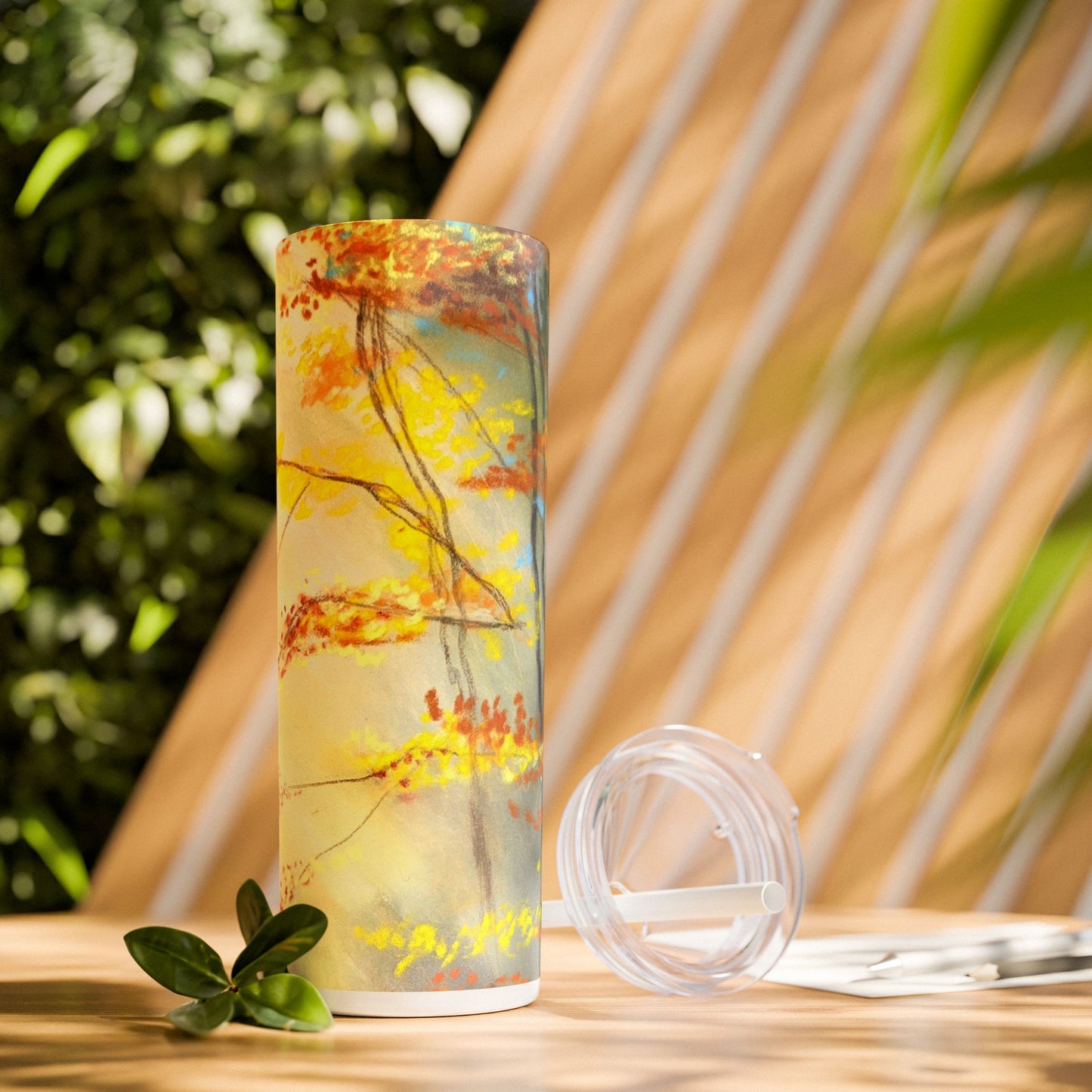 Autumn Lights Skinny Tumbler with Straw, 20oz