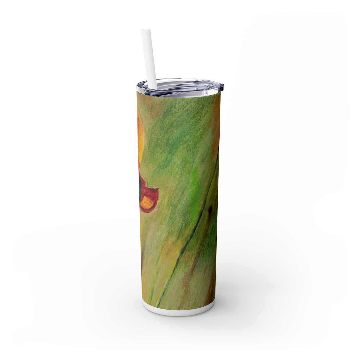 Poppy Skinny Tumbler with Straw, 20oz