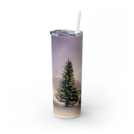 Snowy Pines Skinny Tumbler with Straw, 20oz