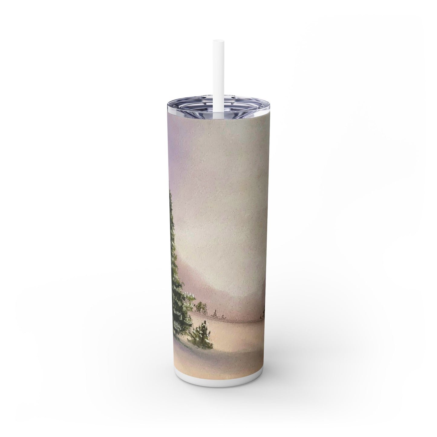 Snowy Pines Skinny Tumbler with Straw, 20oz