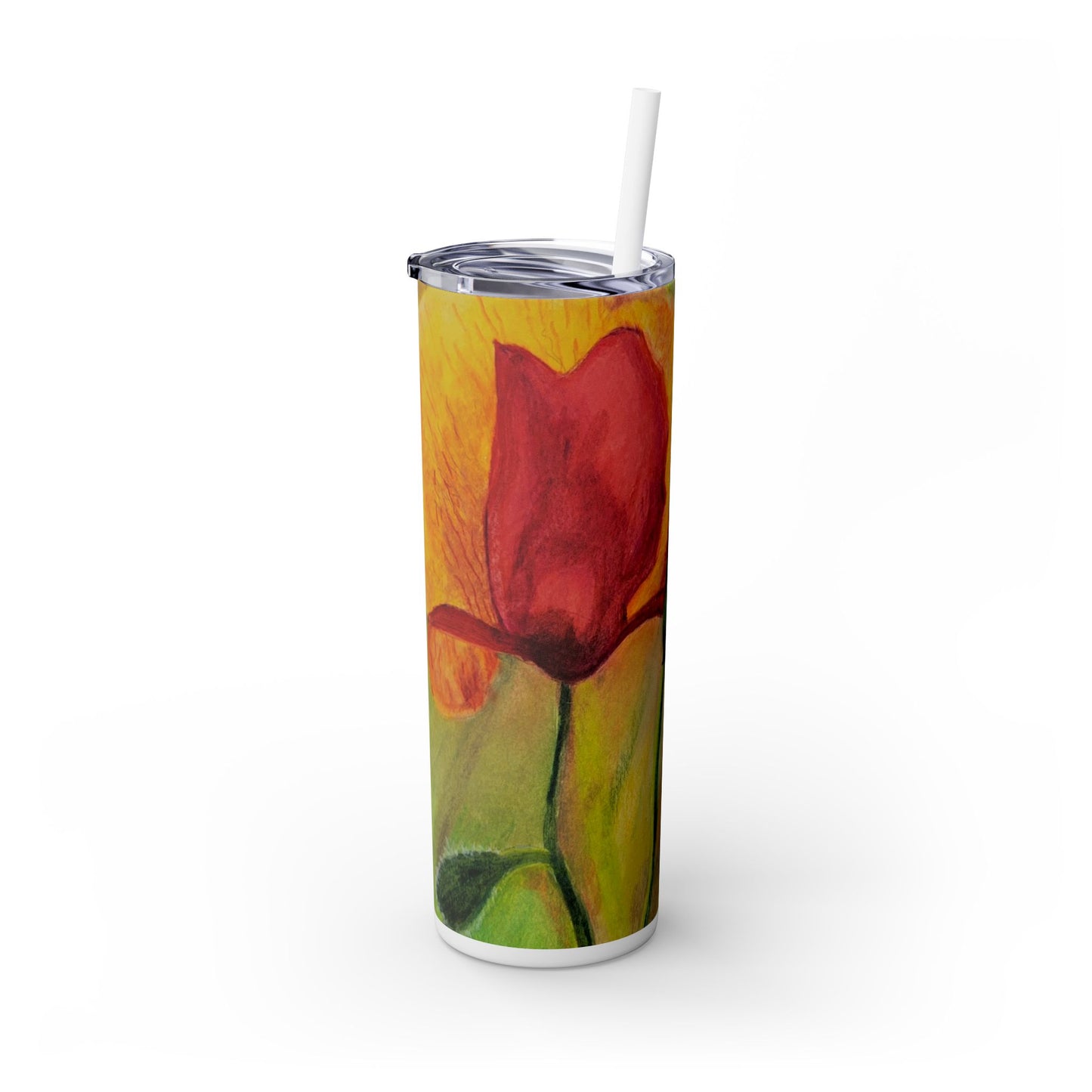Poppy Skinny Tumbler with Straw, 20oz
