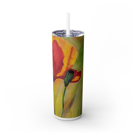 Poppy Skinny Tumbler with Straw, 20oz